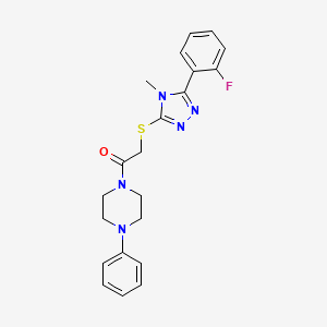 molecular formula C21H22FN5OS B4409635 2-{[5-(2-fluorophenyl)-4-methyl-4H-1,2,4-triazol-3-yl]sulfanyl}-1-(4-phenylpiperazin-1-yl)ethanone 