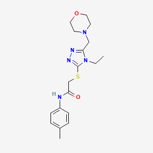 molecular formula C18H25N5O2S B4409756 2-{[4-ethyl-5-(4-morpholinylmethyl)-4H-1,2,4-triazol-3-yl]thio}-N-(4-methylphenyl)acetamide 