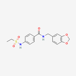 molecular formula C17H18N2O5S B4409810 N-(1,3-benzodioxol-5-ylmethyl)-4-[(ethylsulfonyl)amino]benzamide 