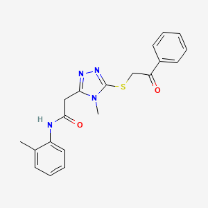 molecular formula C20H20N4O2S B4409945 2-{4-methyl-5-[(2-oxo-2-phenylethyl)thio]-4H-1,2,4-triazol-3-yl}-N-(2-methylphenyl)acetamide 