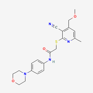 molecular formula C21H24N4O3S B4409956 2-{[3-cyano-4-(methoxymethyl)-6-methyl-2-pyridinyl]thio}-N-[4-(4-morpholinyl)phenyl]acetamide 