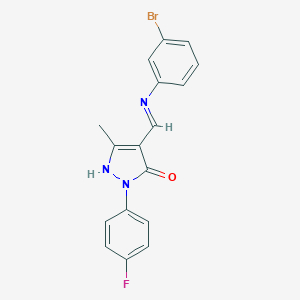 molecular formula C17H13BrFN3O B441017 (4Z)-4-{[(3-bromophenyl)amino]methylidene}-2-(4-fluorophenyl)-5-methyl-2,4-dihydro-3H-pyrazol-3-one 