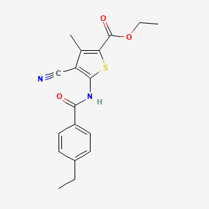 molecular formula C18H18N2O3S B4410205 ethyl 4-cyano-5-[(4-ethylbenzoyl)amino]-3-methyl-2-thiophenecarboxylate 