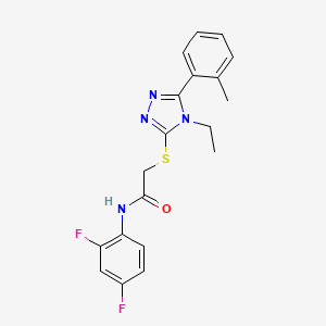 molecular formula C19H18F2N4OS B4410281 N-(2,4-difluorophenyl)-2-{[4-ethyl-5-(2-methylphenyl)-4H-1,2,4-triazol-3-yl]thio}acetamide 