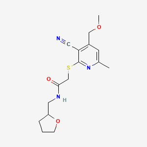 2-{[3-cyano-4-(methoxymethyl)-6-methyl-2-pyridinyl]thio}-N-(tetrahydro-2-furanylmethyl)acetamide