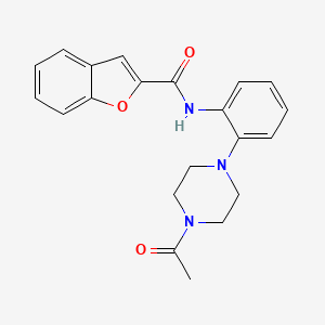 molecular formula C21H21N3O3 B4410372 N-[2-(4-acetyl-1-piperazinyl)phenyl]-1-benzofuran-2-carboxamide 