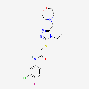 molecular formula C17H21ClFN5O2S B4410409 N-(3-chloro-4-fluorophenyl)-2-{[4-ethyl-5-(4-morpholinylmethyl)-4H-1,2,4-triazol-3-yl]thio}acetamide 