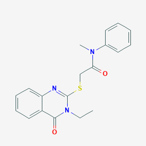 molecular formula C19H19N3O2S B4410445 2-[(3-ethyl-4-oxo-3,4-dihydro-2-quinazolinyl)thio]-N-methyl-N-phenylacetamide 