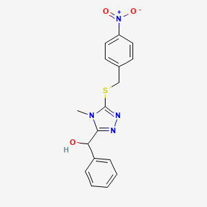 molecular formula C17H16N4O3S B4410737 {4-methyl-5-[(4-nitrobenzyl)thio]-4H-1,2,4-triazol-3-yl}(phenyl)methanol 