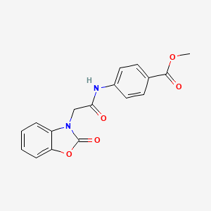 molecular formula C17H14N2O5 B4410759 methyl 4-{[(2-oxo-1,3-benzoxazol-3(2H)-yl)acetyl]amino}benzoate 