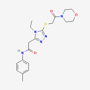 molecular formula C19H25N5O3S B4410778 2-(4-ethyl-5-{[2-(4-morpholinyl)-2-oxoethyl]thio}-4H-1,2,4-triazol-3-yl)-N-(4-methylphenyl)acetamide 