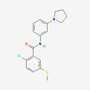 molecular formula C18H19ClN2OS B4410786 2-chloro-5-(methylthio)-N-[3-(1-pyrrolidinyl)phenyl]benzamide 