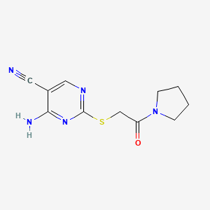 4-amino-2-{[2-oxo-2-(1-pyrrolidinyl)ethyl]thio}-5-pyrimidinecarbonitrile