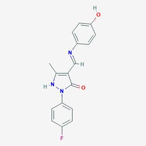 molecular formula C17H14FN3O2 B441104 2-(4-fluorophenyl)-4-[(4-hydroxyanilino)methylene]-5-methyl-2,4-dihydro-3H-pyrazol-3-one 