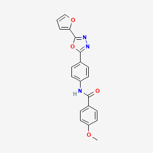 molecular formula C20H15N3O4 B4411262 N-{4-[5-(2-furyl)-1,3,4-oxadiazol-2-yl]phenyl}-4-methoxybenzamide 