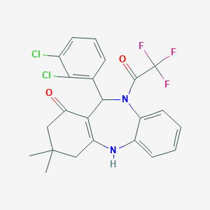 molecular formula C23H19Cl2F3N2O2 B441134 6-(2,3-Dichlorophenyl)-9,9-dimethyl-5-(2,2,2-trifluoroacetyl)-6,8,10,11-tetrahydrobenzo[b][1,4]benzodiazepin-7-one CAS No. 352702-98-8