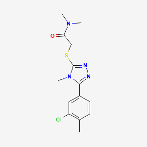 molecular formula C14H17ClN4OS B4411361 2-{[5-(3-chloro-4-methylphenyl)-4-methyl-4H-1,2,4-triazol-3-yl]thio}-N,N-dimethylacetamide 