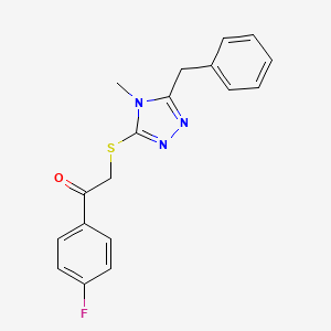 molecular formula C18H16FN3OS B4411378 2-[(5-benzyl-4-methyl-4H-1,2,4-triazol-3-yl)thio]-1-(4-fluorophenyl)ethanone 