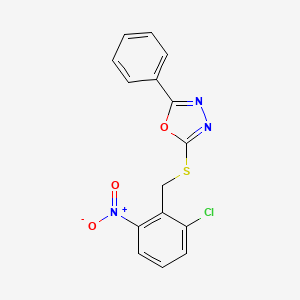 molecular formula C15H10ClN3O3S B4411595 2-[(2-chloro-6-nitrobenzyl)thio]-5-phenyl-1,3,4-oxadiazole 