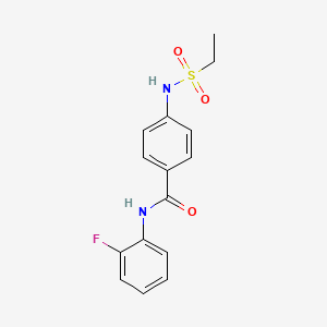 molecular formula C15H15FN2O3S B4411598 4-[(ethylsulfonyl)amino]-N-(2-fluorophenyl)benzamide 