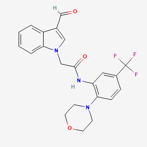 molecular formula C22H20F3N3O3 B4411620 2-(3-formyl-1H-indol-1-yl)-N-[2-(4-morpholinyl)-5-(trifluoromethyl)phenyl]acetamide 