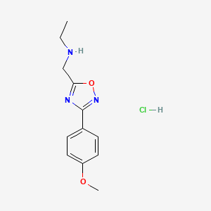 molecular formula C12H16ClN3O2 B4411714 N-{[3-(4-methoxyphenyl)-1,2,4-oxadiazol-5-yl]methyl}ethanamine hydrochloride 