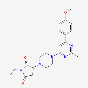 molecular formula C22H27N5O3 B4411793 1-ethyl-3-{4-[6-(4-methoxyphenyl)-2-methyl-4-pyrimidinyl]-1-piperazinyl}-2,5-pyrrolidinedione 