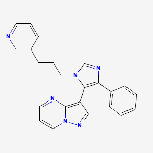 molecular formula C23H20N6 B4411847 3-[4-phenyl-1-(3-pyridin-3-ylpropyl)-1H-imidazol-5-yl]pyrazolo[1,5-a]pyrimidine 