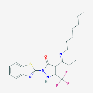 molecular formula C21H25F3N4OS B441186 2-(1,3-Benzothiazol-2-yl)-4-(C-ethyl-N-heptylcarbonimidoyl)-5-(trifluoromethyl)-1H-pyrazol-3-one CAS No. 371215-56-4