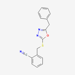 2-{[(5-benzyl-1,3,4-oxadiazol-2-yl)thio]methyl}benzonitrile