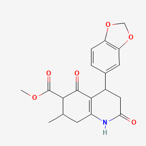 molecular formula C19H19NO6 B4411991 methyl 4-(1,3-benzodioxol-5-yl)-7-methyl-2,5-dioxo-1,2,3,4,5,6,7,8-octahydro-6-quinolinecarboxylate 