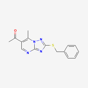 molecular formula C15H14N4OS B4412050 1-[2-(benzylthio)-7-methyl[1,2,4]triazolo[1,5-a]pyrimidin-6-yl]ethanone 