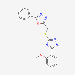 molecular formula C18H15N5O2S B4412085 2-({[5-(2-methoxyphenyl)-4H-1,2,4-triazol-3-yl]thio}methyl)-5-phenyl-1,3,4-oxadiazole 