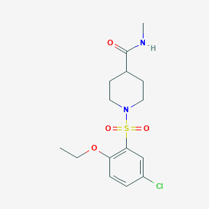 molecular formula C15H21ClN2O4S B4412094 1-[(5-chloro-2-ethoxyphenyl)sulfonyl]-N-methyl-4-piperidinecarboxamide 