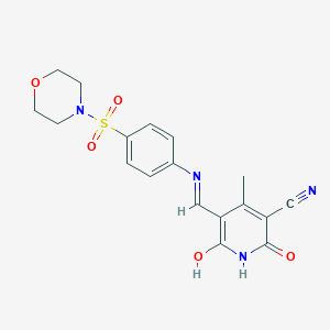 molecular formula C18H18N4O5S B441217 6-hydroxy-4-methyl-5-[(4-morpholin-4-ylsulfonylphenyl)iminomethyl]-2-oxo-1H-pyridine-3-carbonitrile 