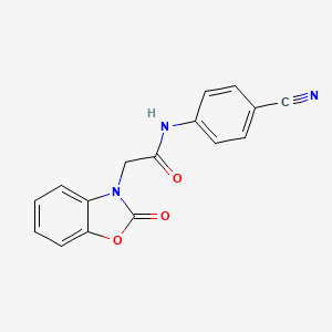 molecular formula C16H11N3O3 B4412230 N-(4-cyanophenyl)-2-(2-oxo-1,3-benzoxazol-3(2H)-yl)acetamide 