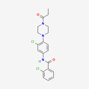 2-chloro-N-[3-chloro-4-(4-propionyl-1-piperazinyl)phenyl]benzamide