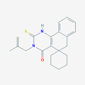 molecular formula C21H24N2OS B441237 3-(2-Methylprop-2-enyl)-2-sulfanylidenespiro[1,6-dihydrobenzo[h]quinazoline-5,1'-cyclohexane]-4-one CAS No. 352706-01-5