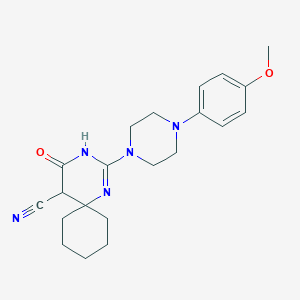 molecular formula C21H27N5O2 B4412372 2-[4-(4-methoxyphenyl)-1-piperazinyl]-4-oxo-1,3-diazaspiro[5.5]undec-2-ene-5-carbonitrile 