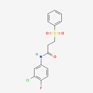 molecular formula C15H13ClFNO3S B4412421 N-(3-chloro-4-fluorophenyl)-3-(phenylsulfonyl)propanamide 