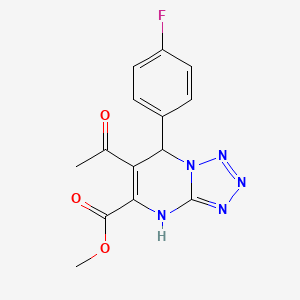 molecular formula C14H12FN5O3 B4412484 methyl 6-acetyl-7-(4-fluorophenyl)-4,7-dihydrotetrazolo[1,5-a]pyrimidine-5-carboxylate 