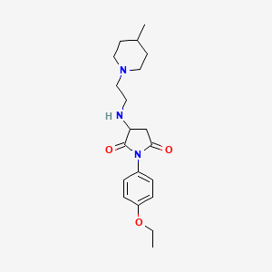 molecular formula C20H29N3O3 B4412530 1-(4-ethoxyphenyl)-3-{[2-(4-methyl-1-piperidinyl)ethyl]amino}-2,5-pyrrolidinedione 