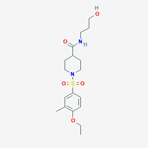 molecular formula C18H28N2O5S B4412546 1-[(4-ethoxy-3-methylphenyl)sulfonyl]-N-(3-hydroxypropyl)-4-piperidinecarboxamide 