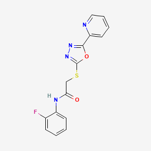 molecular formula C15H11FN4O2S B4412548 N-(2-fluorophenyl)-2-{[5-(2-pyridinyl)-1,3,4-oxadiazol-2-yl]thio}acetamide 