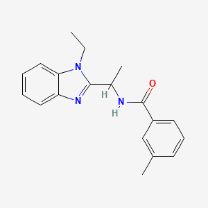 molecular formula C19H21N3O B4412624 N-[1-(1-ethyl-1H-benzimidazol-2-yl)ethyl]-3-methylbenzamide 