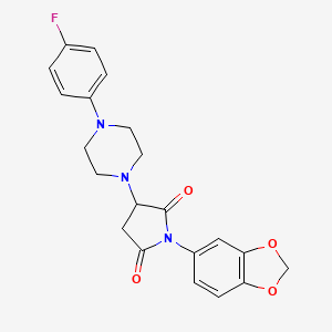 molecular formula C21H20FN3O4 B4412685 1-(1,3-benzodioxol-5-yl)-3-[4-(4-fluorophenyl)-1-piperazinyl]-2,5-pyrrolidinedione 