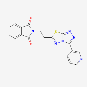 molecular formula C18H12N6O2S B4412697 2-{2-[3-(3-pyridinyl)[1,2,4]triazolo[3,4-b][1,3,4]thiadiazol-6-yl]ethyl}-1H-isoindole-1,3(2H)-dione 