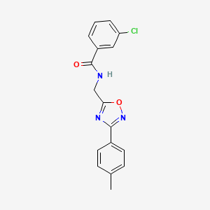 molecular formula C17H14ClN3O2 B4412722 3-chloro-N-{[3-(4-methylphenyl)-1,2,4-oxadiazol-5-yl]methyl}benzamide 