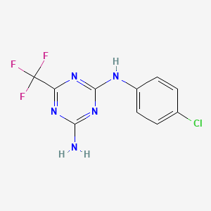 molecular formula C10H7ClF3N5 B4412739 N-(4-chlorophenyl)-6-(trifluoromethyl)-1,3,5-triazine-2,4-diamine CAS No. 53387-70-5