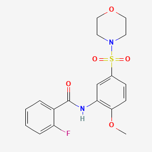 molecular formula C18H19FN2O5S B4412754 2-fluoro-N-[2-methoxy-5-(4-morpholinylsulfonyl)phenyl]benzamide 